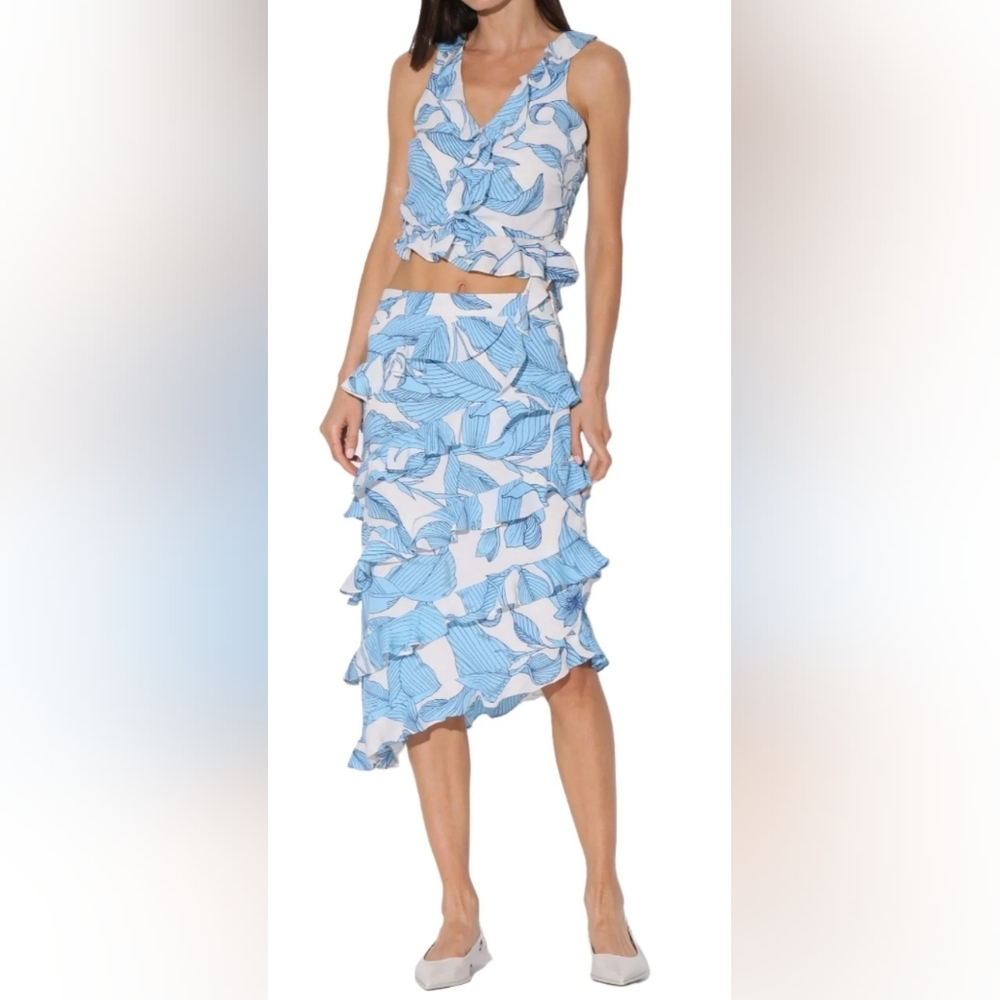 Walter Baker Blue and White Palm Print Tank and Skirt Set, Size 2